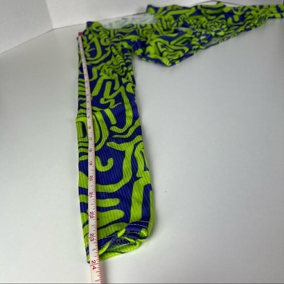 Nwt - Prettylittlething Blue Print Drawstring Front Long Sleeve Crop Top. Size:2 - Picture 11 of 13